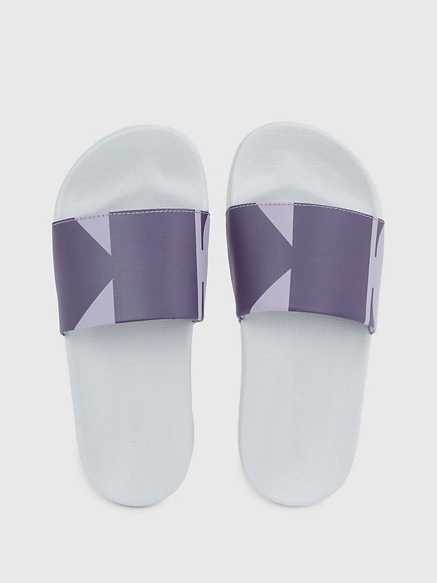 oyster mushroom/lavender /purple v recycelte slippers mit logo für damen - calvin klein jeans