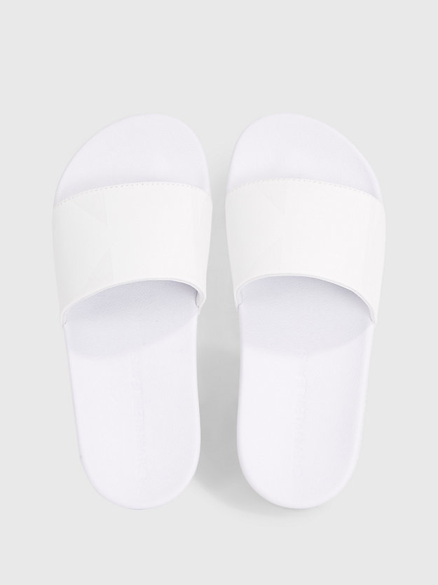bright white gerecyclede sliders met logo voor dames - calvin klein jeans