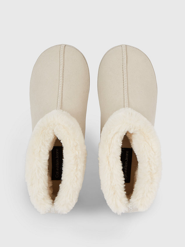 beige faux suede slippers for women calvin klein jeans