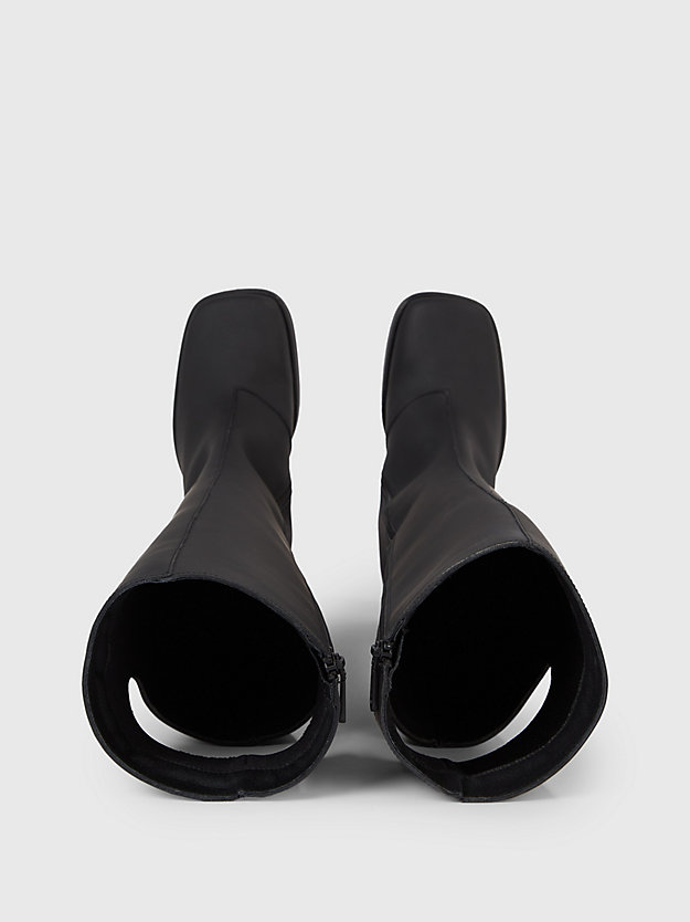 botas de piel de tacón triple black de mujeres calvin klein jeans