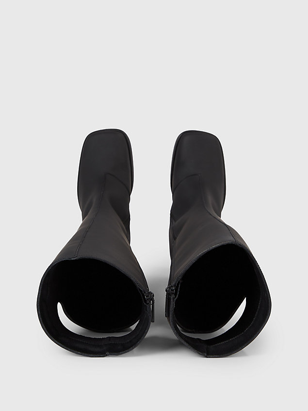 black stiefel mit absatz aus leder für damen - calvin klein jeans