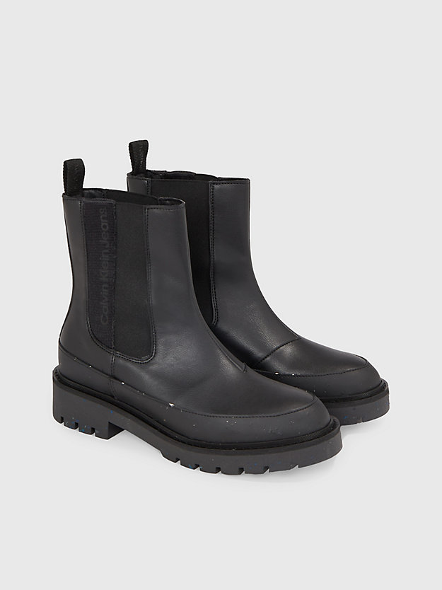 triple black faux leather chelsea boots for women calvin klein jeans
