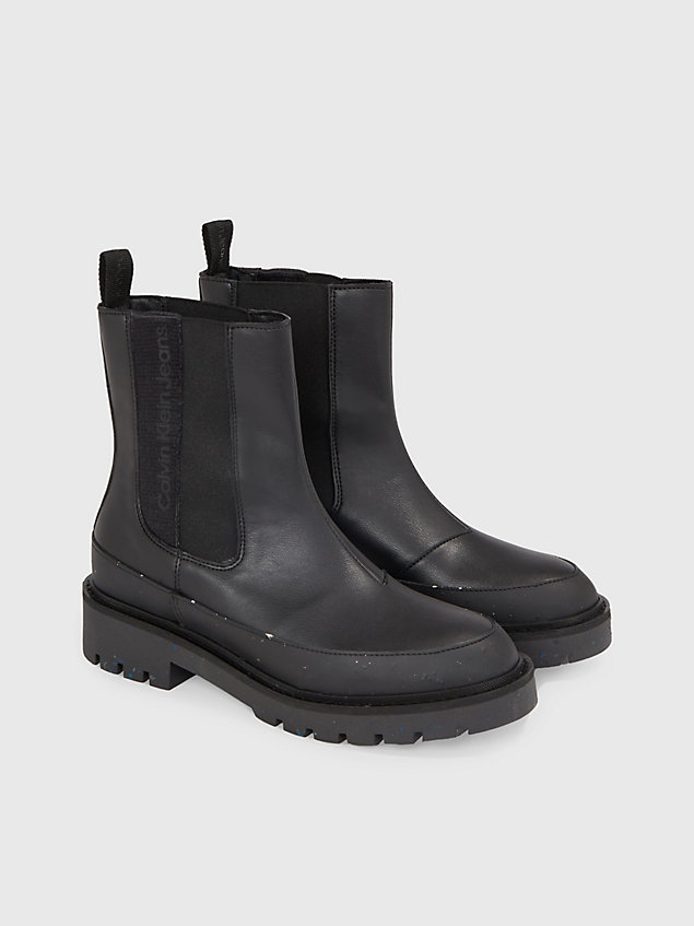 black faux leather chelsea boots for women calvin klein jeans