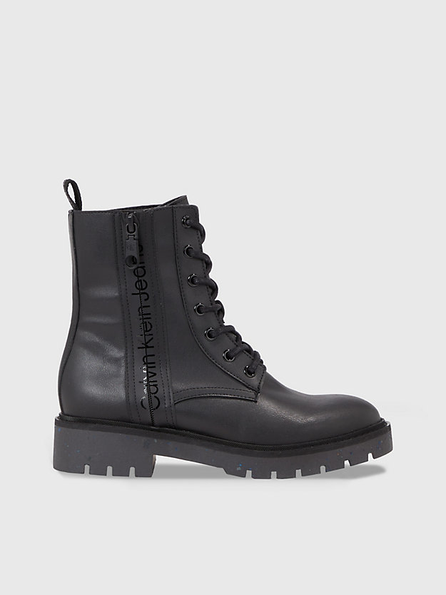 triple black faux leather boots for women calvin klein jeans