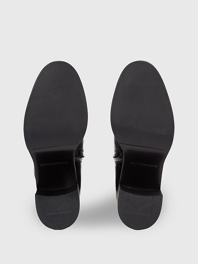 black ankle-boots in lackoptik mit absatz für damen - calvin klein jeans