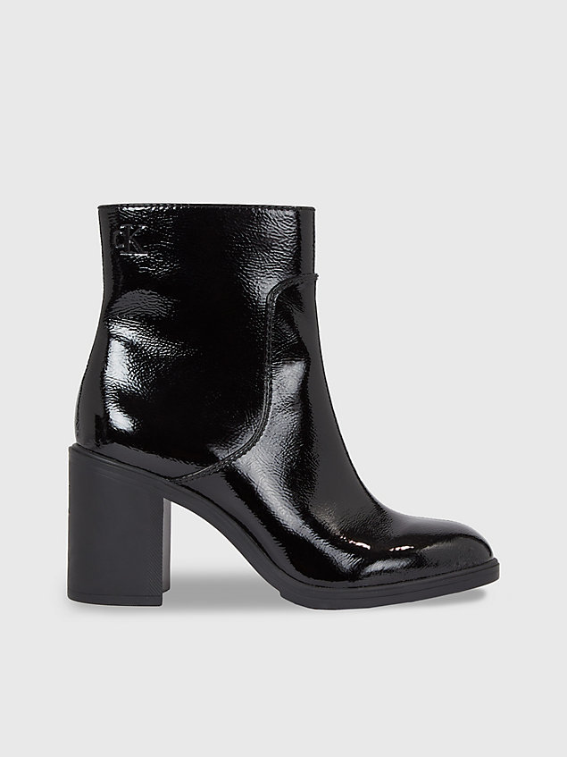 black patent heeled ankle boots for women calvin klein jeans