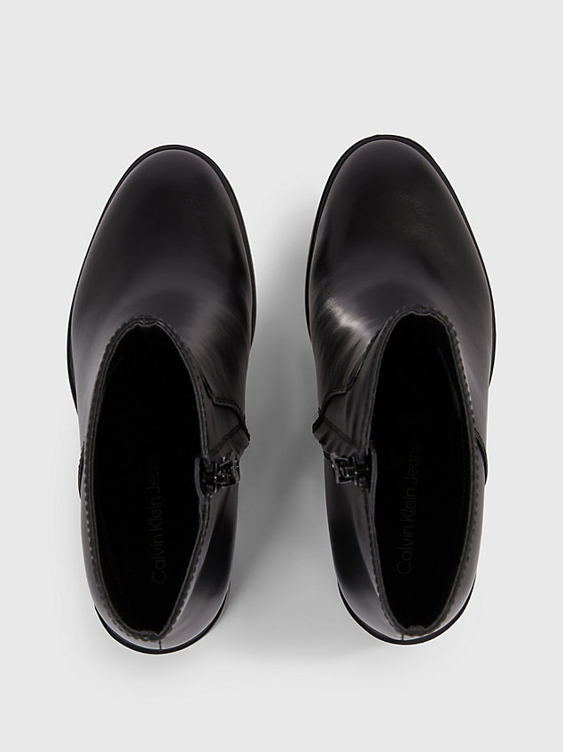 black ankle-boots mit absatz aus leder für damen - calvin klein jeans