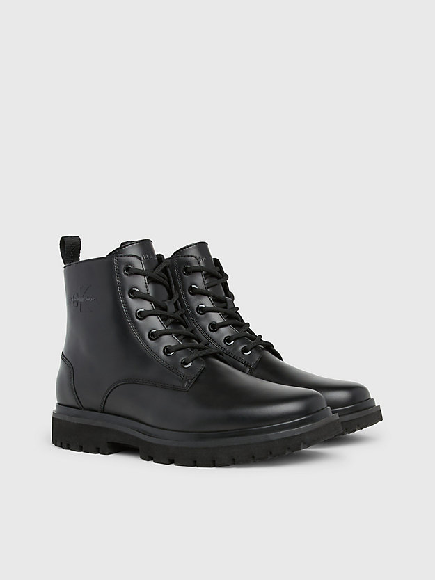 triple black leather boots for women calvin klein jeans