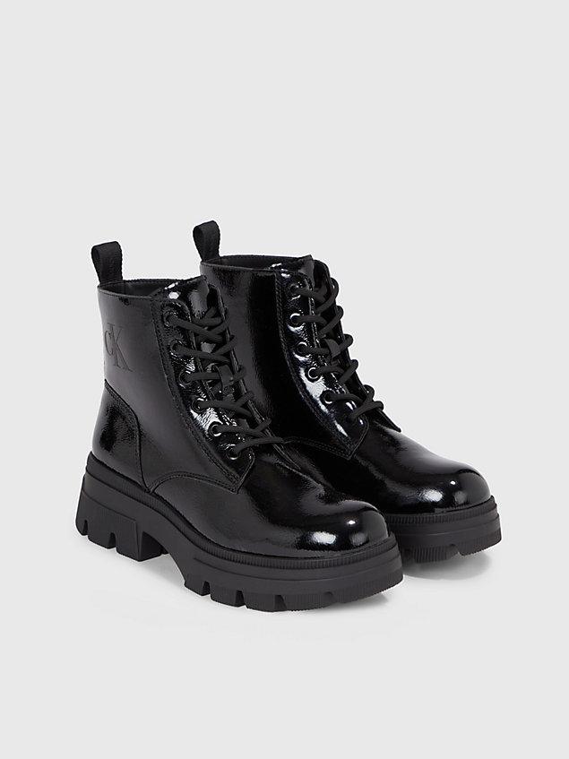 black faux leather platform boots for women calvin klein jeans