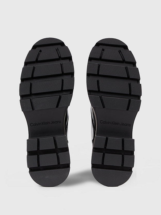 triple black faux leather platform boots for women calvin klein jeans