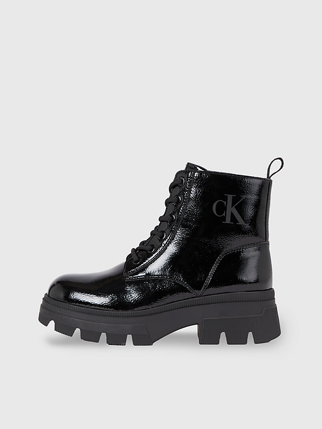 black faux leather platform boots for women calvin klein jeans
