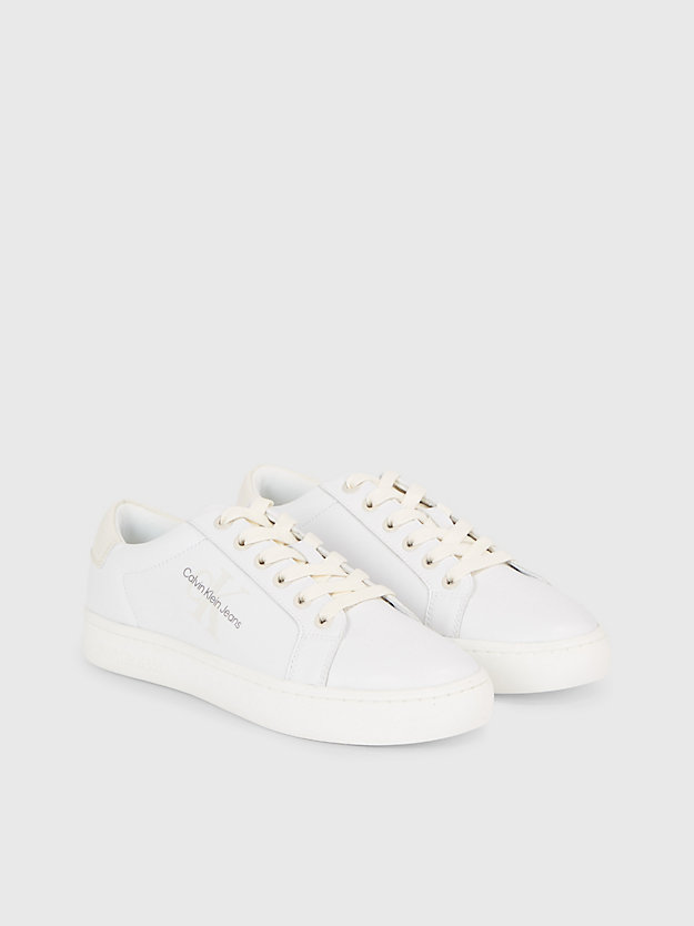 bright white/creamy white leather trainers for women calvin klein jeans
