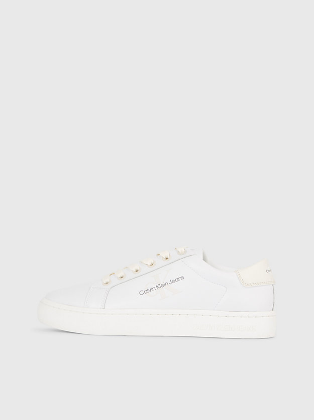 sneaker in pelle bright white/creamy white da donna calvin klein jeans