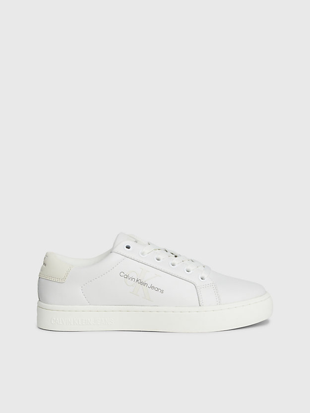sneaker in pelle bright white/creamy white da donne calvin klein jeans
