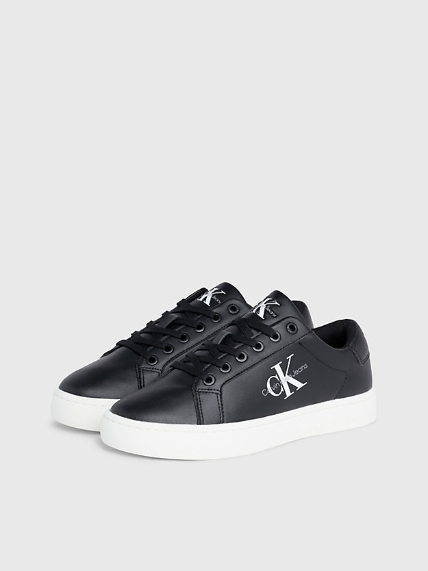 black/bright white leather trainers for women calvin klein jeans