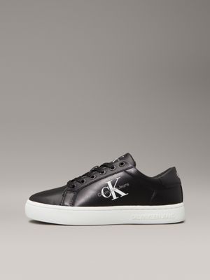 black/bright white leather trainers for women calvin klein jeans