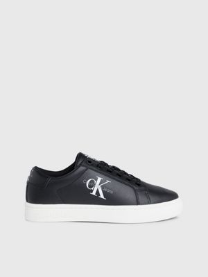 Calvin klein black clearance leather trainers