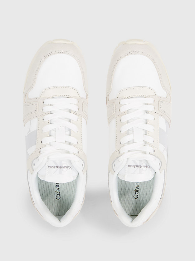 BRIGHT WHITE/CREAMY WHITE/OYSTER M Sneaker in camoscio da donna CALVIN KLEIN JEANS