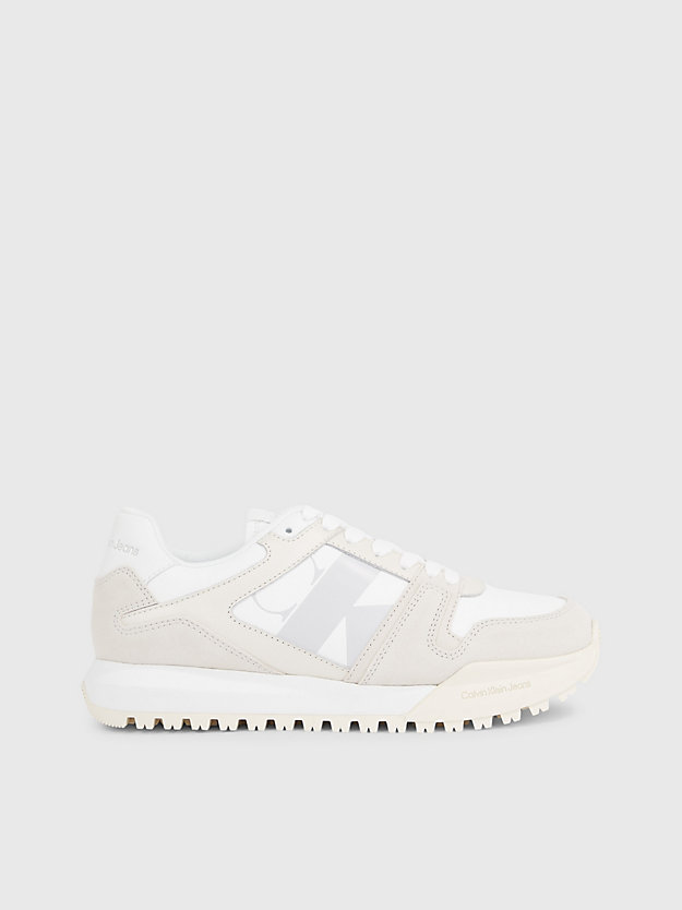 bright white/creamy white/oyster m suède sneakers voor dames - calvin klein jeans