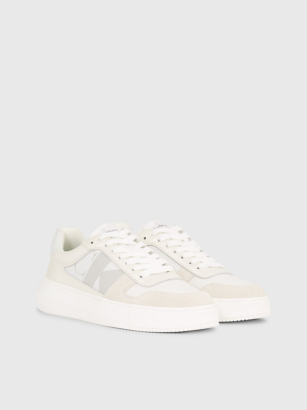 bright white/creamy white/oyster m leren sneakers voor dames - calvin klein jeans