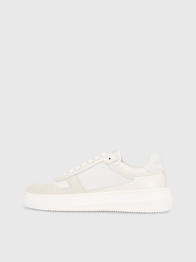 bright white/creamy white/oyster m leather trainers for women calvin klein jeans