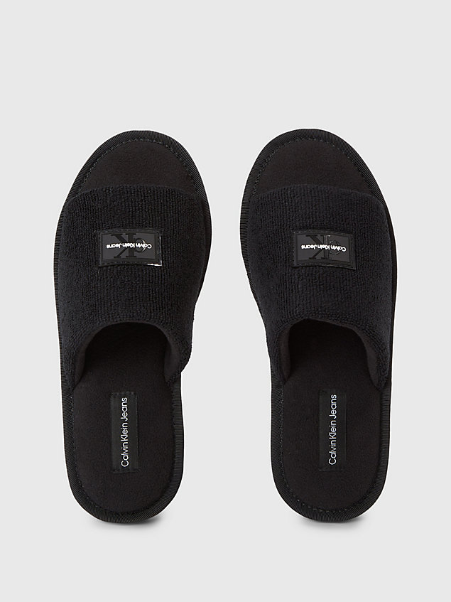black slipper in lammfelloptik für damen - calvin klein jeans