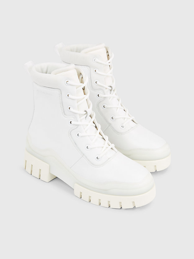 bright white leder-boots für damen - calvin klein jeans