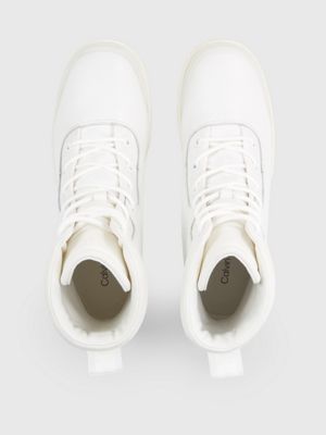 bright white leather boots for women calvin klein jeans