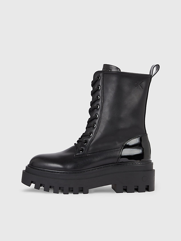 black chunky boots aus leder für damen - calvin klein jeans