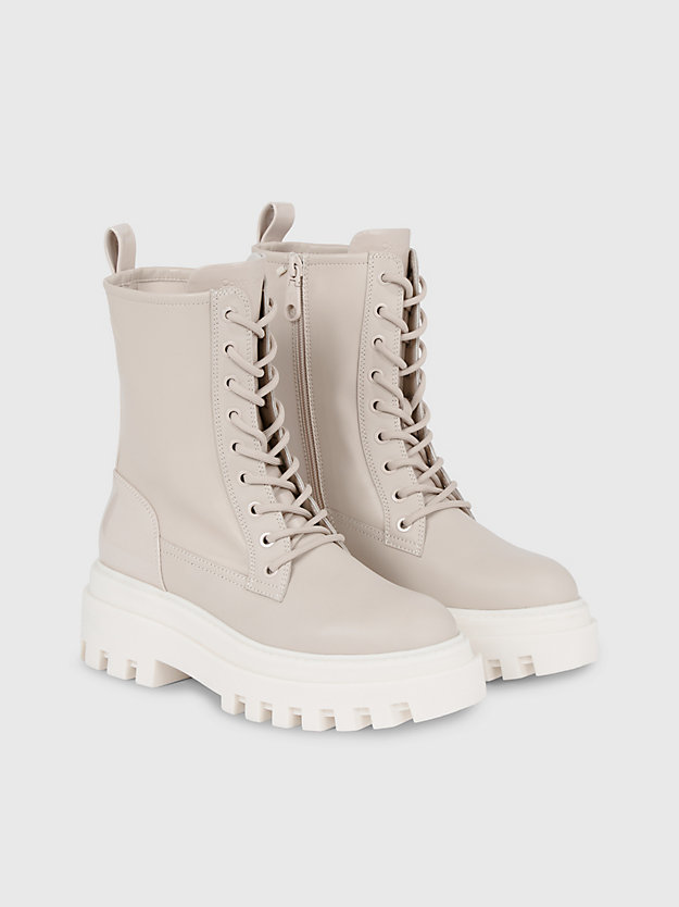 cement chunky leather boots for women calvin klein jeans