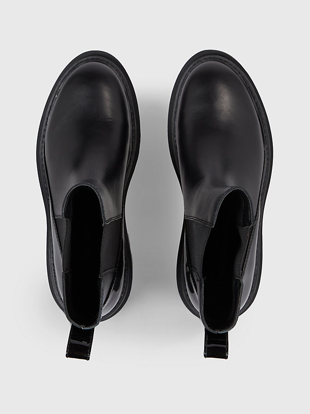 black skórzane buty za kostkę na grubej podeszwie dla kobiety - calvin klein jeans
