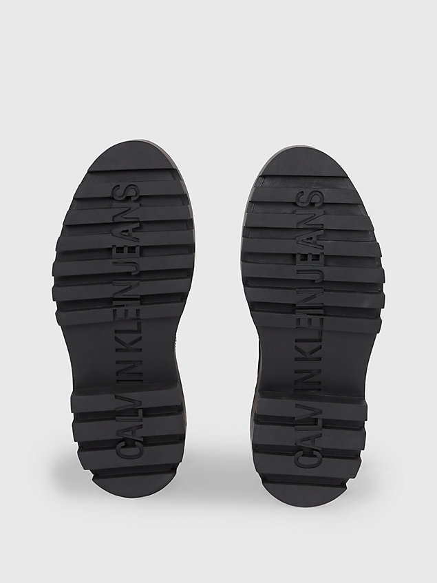 black skórzane buty za kostkę na grubej podeszwie dla kobiety - calvin klein jeans