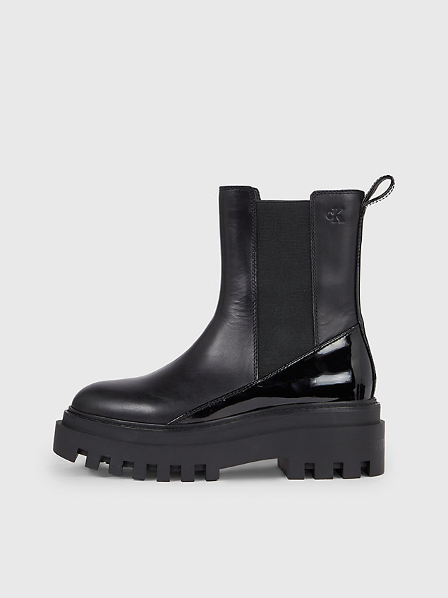 black chunky leather boots for women calvin klein jeans