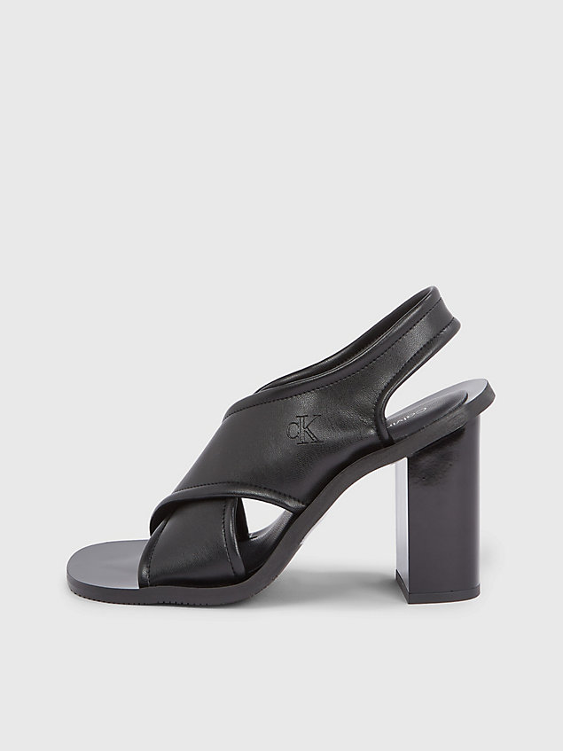 sandales à talon en cuir black pour femmes calvin klein jeans