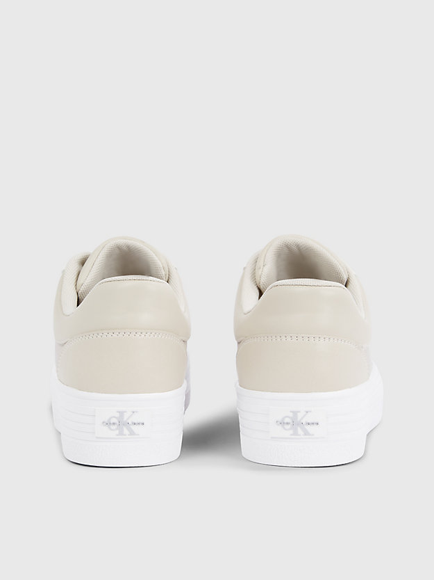 eggshell/creamy white leather platform trainers for women calvin klein jeans