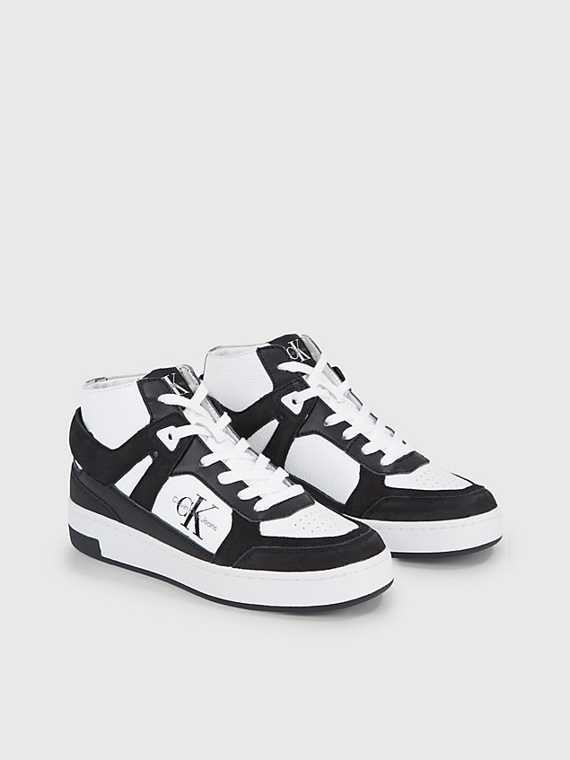 black leather high-top trainers for women calvin klein jeans