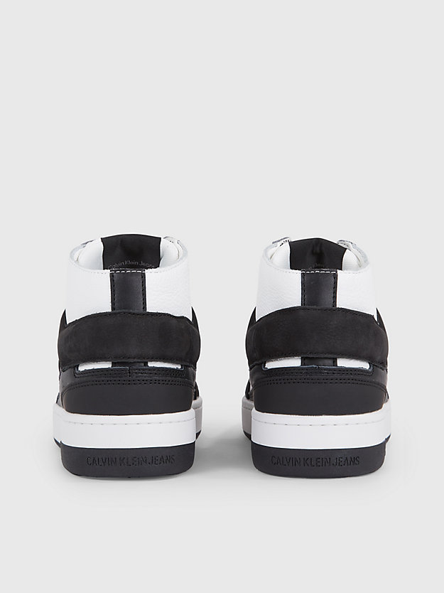 black/bright white skórzane buty sportowe za kostkę dla kobiety - calvin klein jeans