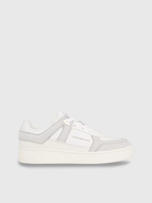 Calvin klein white leather hotsell sneakers womens