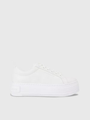 Platform leather white sneakers online