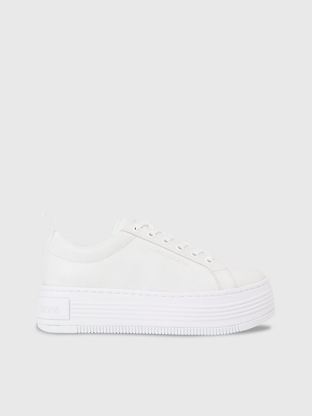 triple bright white leather platform trainers for women calvin klein jeans