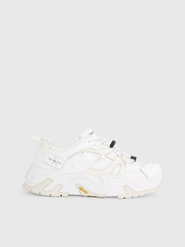 bright white/creamy white vibram® chunky leather trainers for women calvin klein jeans