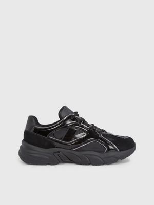 Calvin klein black maya mesh and cheap suede fashion trainers