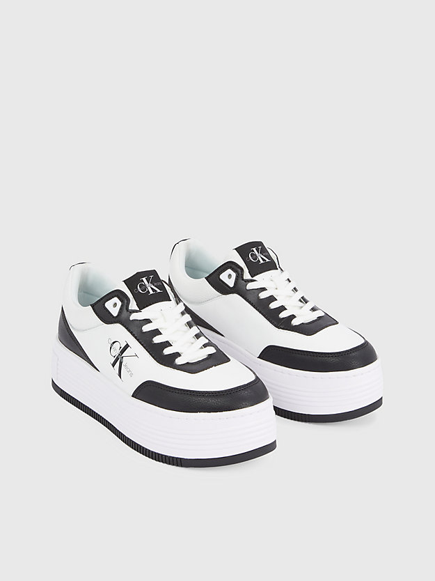 black/bright white plateausneakers voor dames - calvin klein jeans