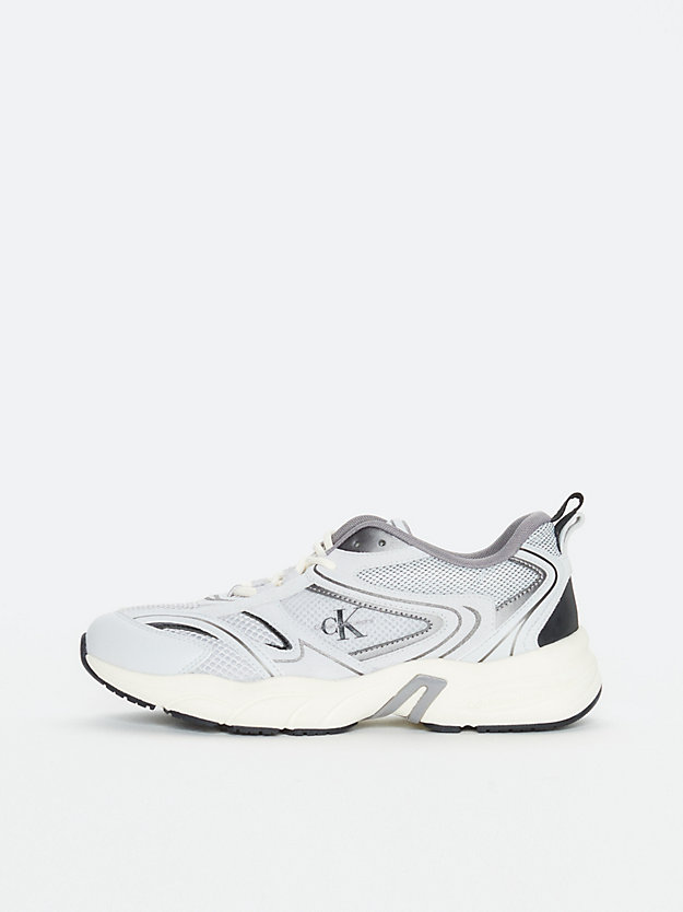 creamy white/oyster/gun metal suede and mesh trainers for women calvin klein jeans