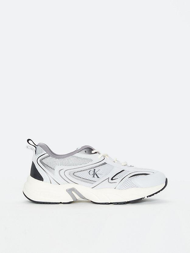 creamy white/oyster/gun metal suede and mesh trainers for women calvin klein jeans