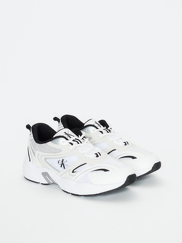 white suede and mesh trainers for women calvin klein jeans