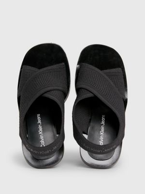 triple black knit heeled sandals for women calvin klein jeans