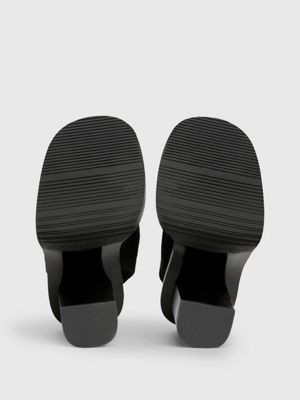 triple black knit heeled sandals for women calvin klein jeans