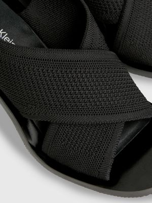 triple black knit heeled sandals for women calvin klein jeans