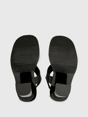 triple black leather heeled sandals for women calvin klein jeans